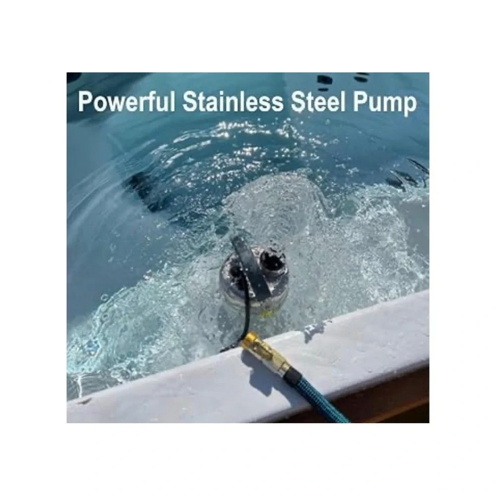 Stainless Steel Submersible Sump Pump 750W 120V IPX8 16FT Cord Hose Fittings